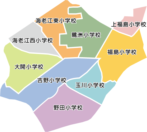 大阪市福島区学校区の地図